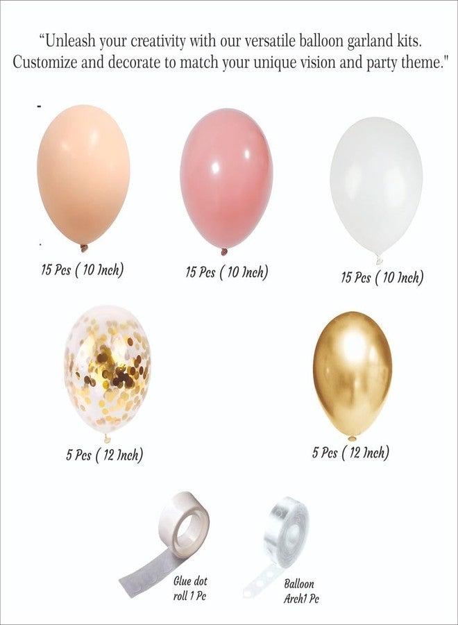 YOURS DECOR مجموعة بالونات عيد ميلاد من يورز ديكور للبنات - 57 قطعة | زينة لحفلات استقبال المولود، والذكرى السنوية، وأعياد الميلاد | بالون عيد ميلاد سعيد للزينة | ذهبي كروم، وردي وأبيض - Image 2